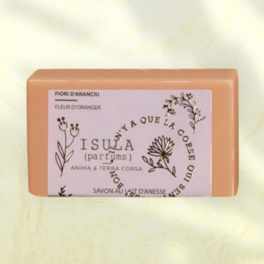 Savon fleur d'oranger et lait d'ânesse de Isula Parfums Corse 100g