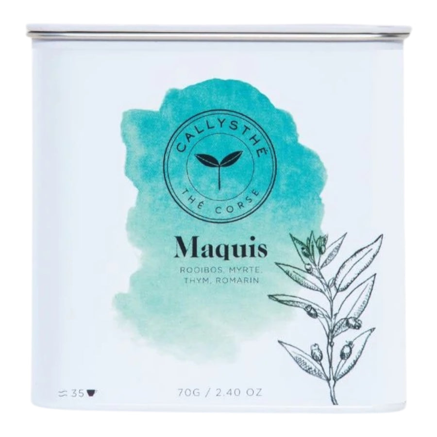 Maquis infusion Rooïbos Myrte, thym, romarin Callysthé le thé Corse Boite métal 70g