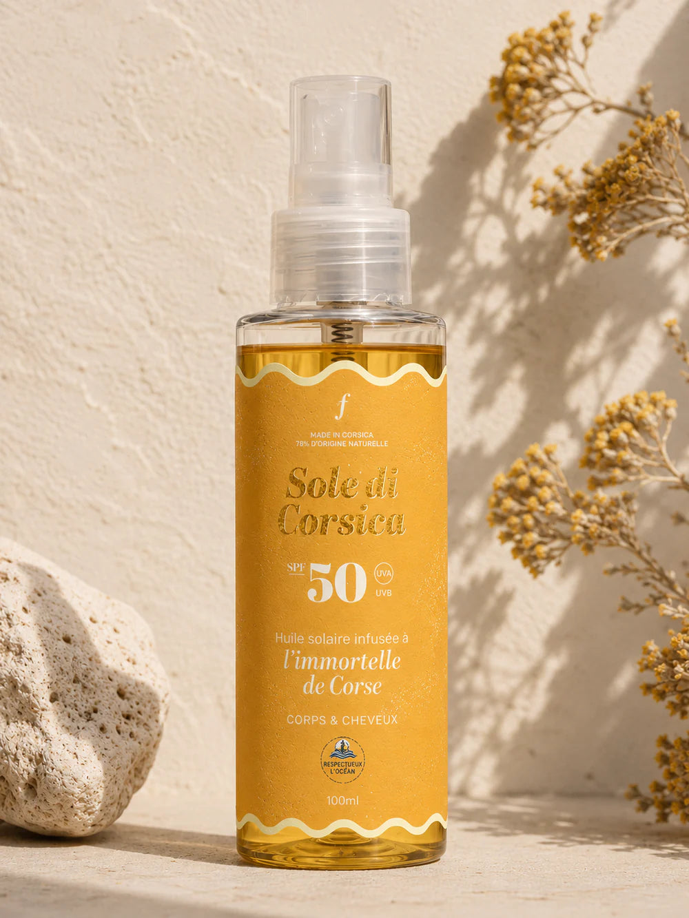 Huile solaire SPF 50 à l'Immortelle de Corse 100ml