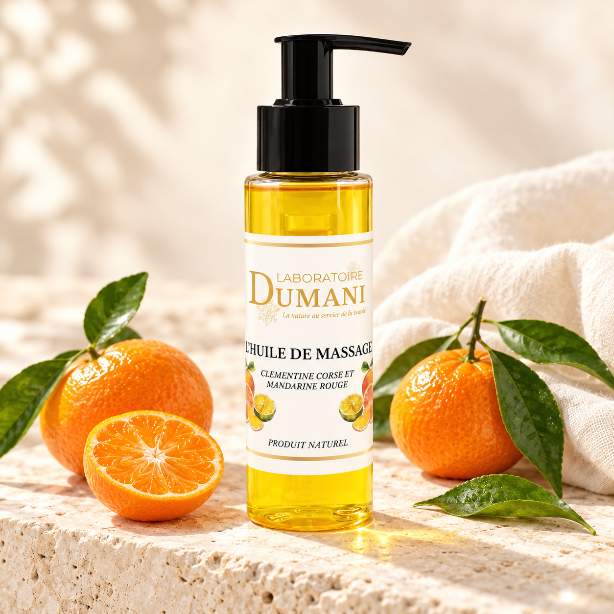 Huile de massage Clémentine Corse & Mandarine rouge – Laboratoire Dumani 100ml