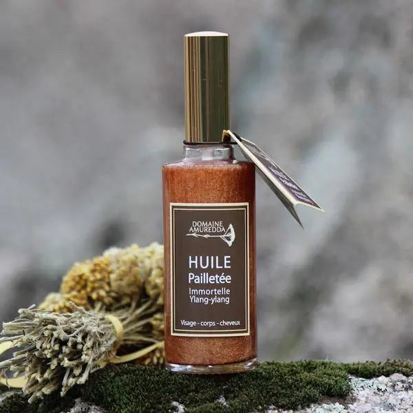 Huile sèche Pailletée à l'Immortelle et à l'Ylang Ylang - AMURREDA