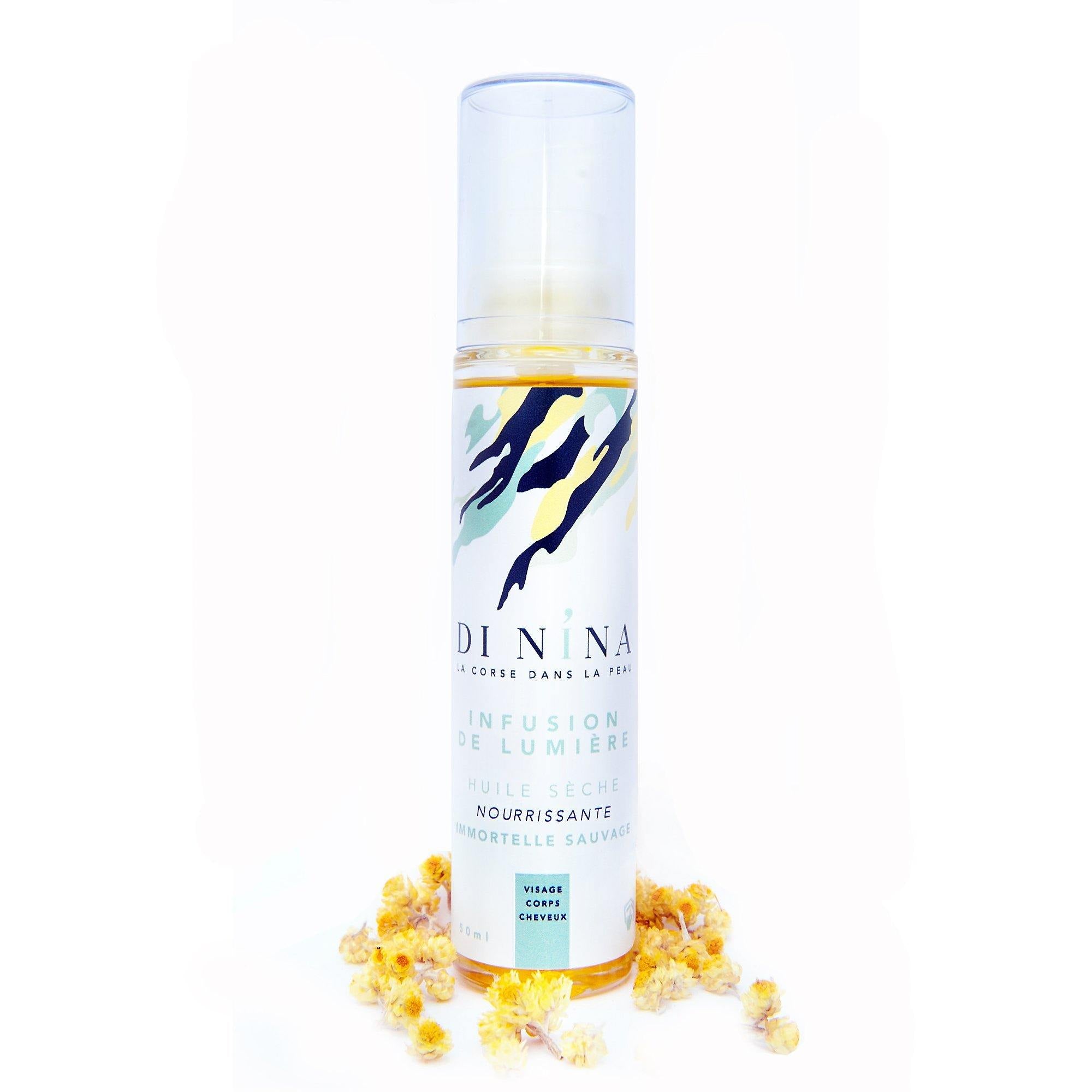 Huile sèche Visage, Corps et Cheveux à l'Immortelle Infusion de Lumière - DI NINA