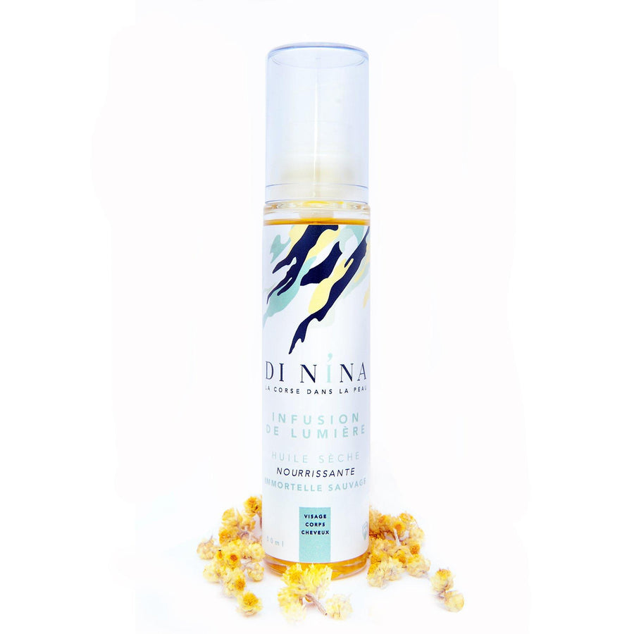 Huile sèche Visage, Corps et Cheveux à l'Immortelle Infusion de Lumière - DI NINA